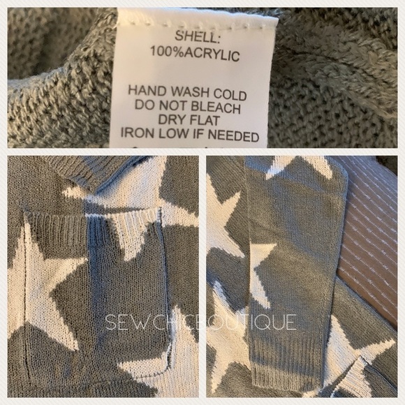 Heather Gray Star Knit Long Open Cardigan - Picture 7 of 7